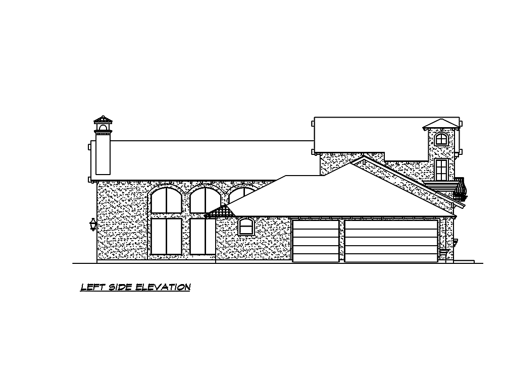 Home Plan Left Elevation of this 4-Bedroom,2845 Sq Ft Plan -195-1030