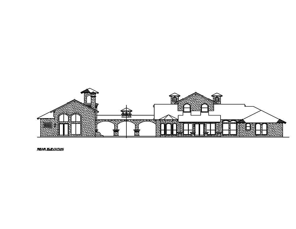 Home Plan Rear Elevation of this 4-Bedroom,2845 Sq Ft Plan -195-1030