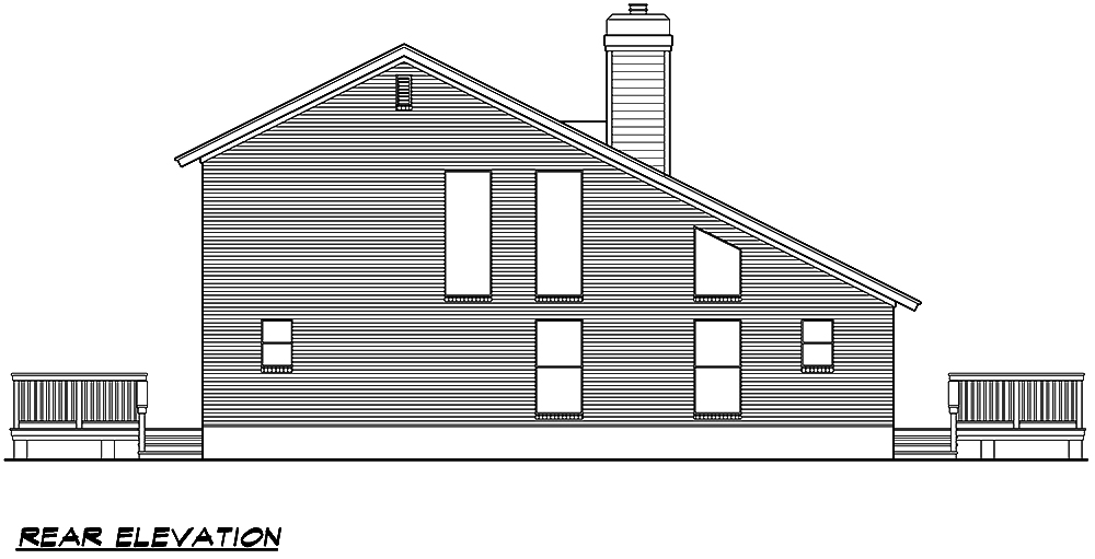 Home Plan Rear Elevation of this 3-Bedroom,1526 Sq Ft Plan -195-1031