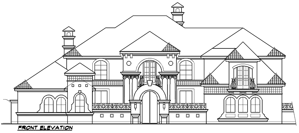 Home Plan Front Elevation of this 4-Bedroom,5162 Sq Ft Plan -195-1033