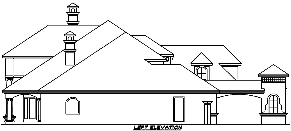 Home Plan Left Elevation of this 4-Bedroom,5162 Sq Ft Plan -195-1033