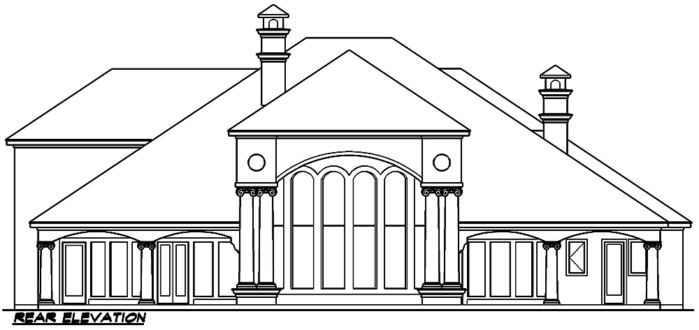 Home Plan Rear Elevation of this 4-Bedroom,5162 Sq Ft Plan -195-1033