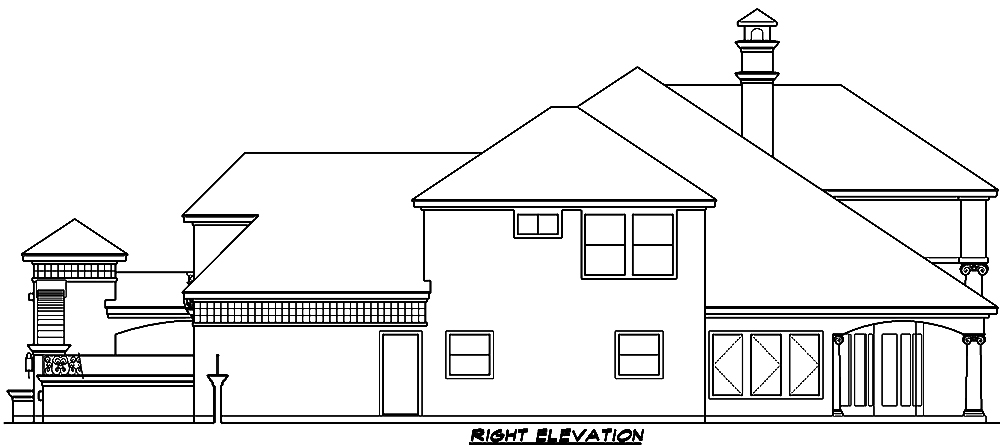 Home Plan Right Elevation of this 4-Bedroom,5162 Sq Ft Plan -195-1033