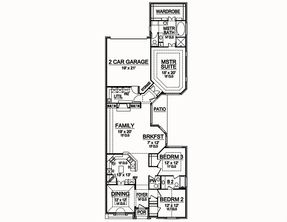 Floor Plan First Story of Tudor Plan #195-1034