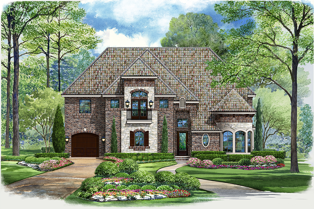 Front elevation of Mediterranean home (ThePlanCollection: House Plan #195-1037)