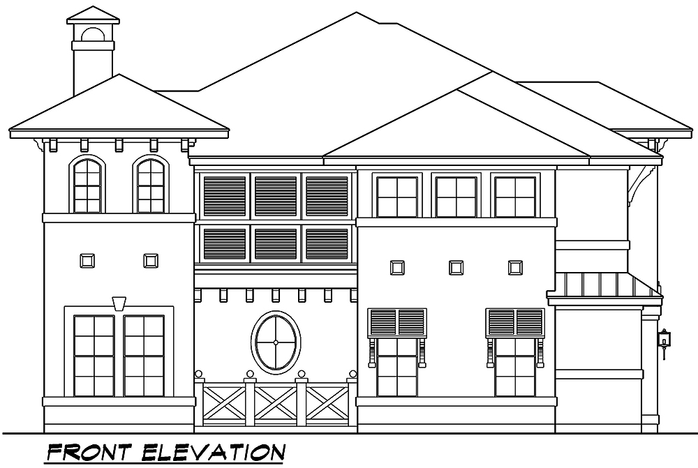 Home Plan Front Elevation of this 5-Bedroom,4251 Sq Ft Plan -195-1041