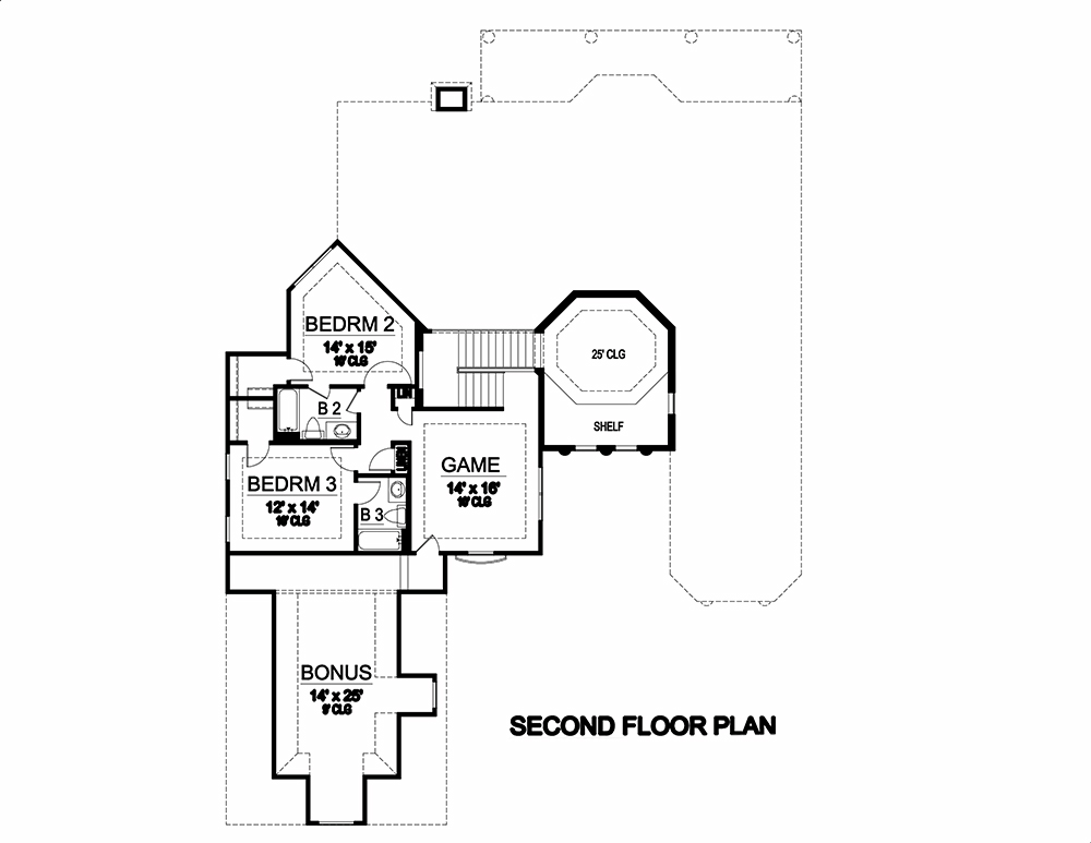 Floor Plan Second Story of Mediterranean Plan #195-1042