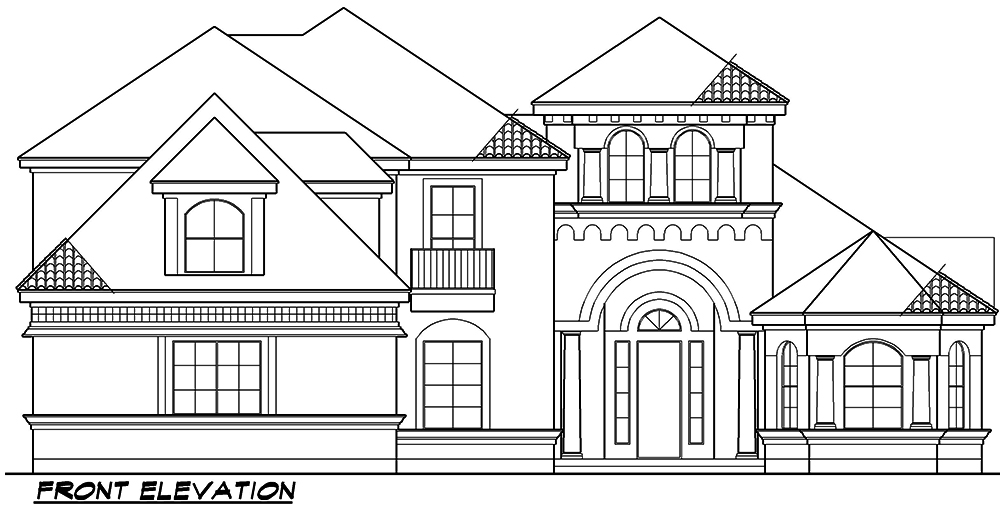 Home Plan Front Elevation of this 3-Bedroom,3685 Sq Ft Plan -195-1042
