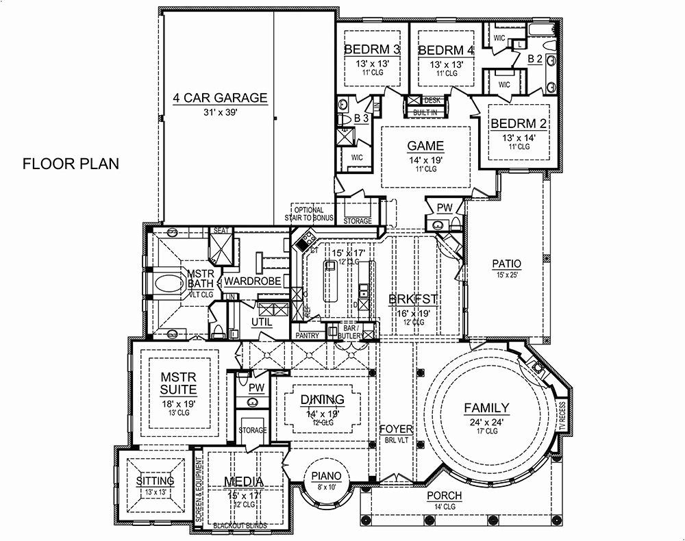 Floor Plan First Story of Mediterranean Plan #195-1046