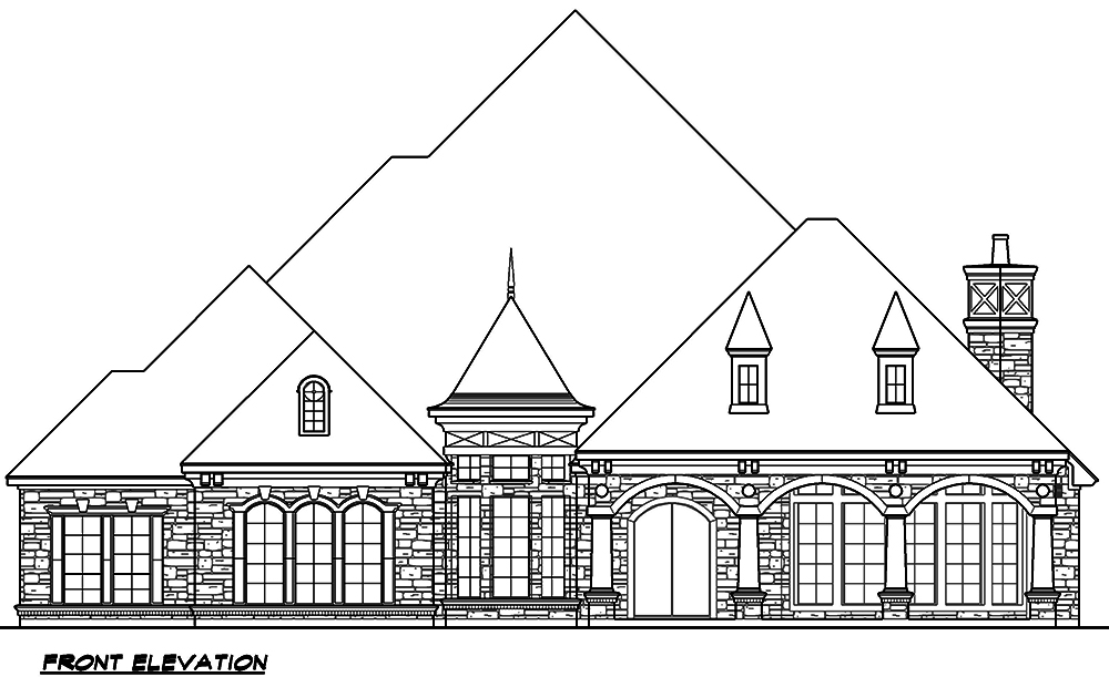 Home Plan Front Elevation of this 4-Bedroom,4977 Sq Ft Plan -195-1046