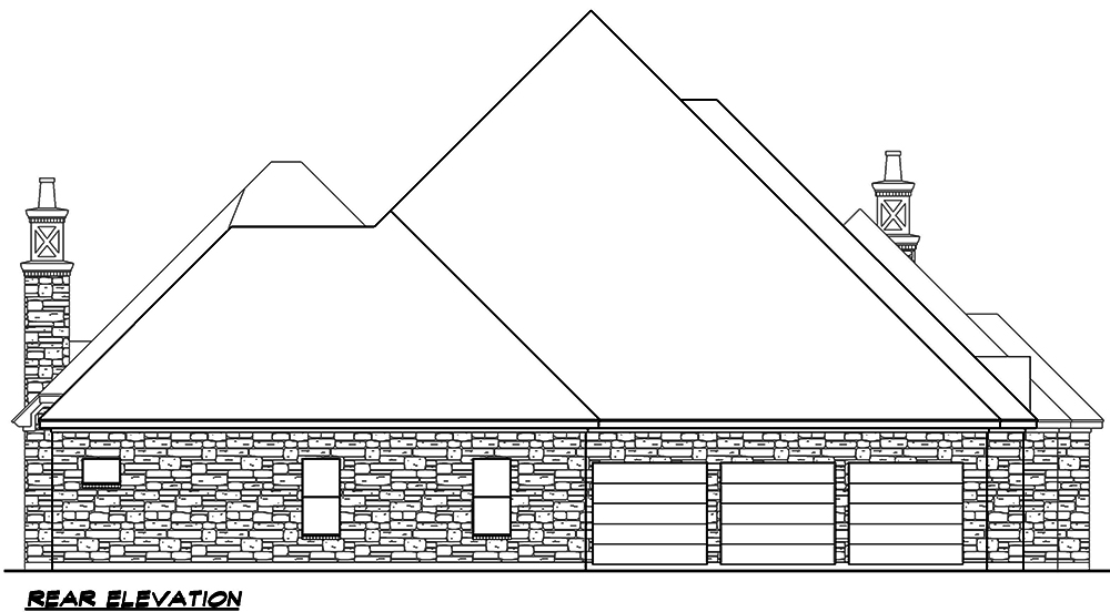 Home Plan Rear Elevation of this 4-Bedroom,4956 Sq Ft Plan -195-1047