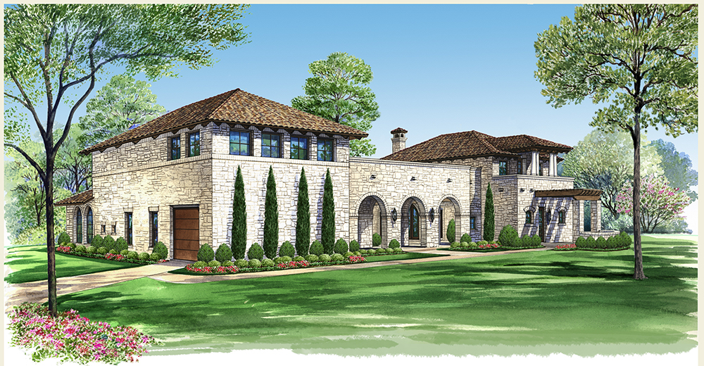 Front elevation of Mediterranean home (ThePlanCollection: House Plan #195-1048)