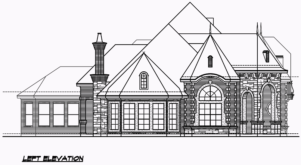 Home Plan Left Elevation of this 3-Bedroom,3043 Sq Ft Plan -195-1049