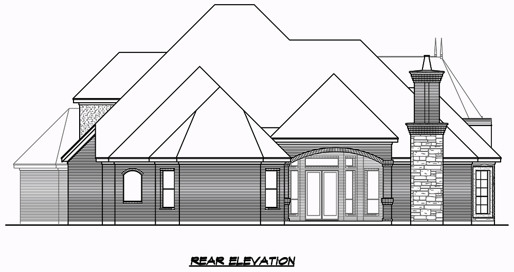 Home Plan Rear Elevation of this 3-Bedroom,3043 Sq Ft Plan -195-1049