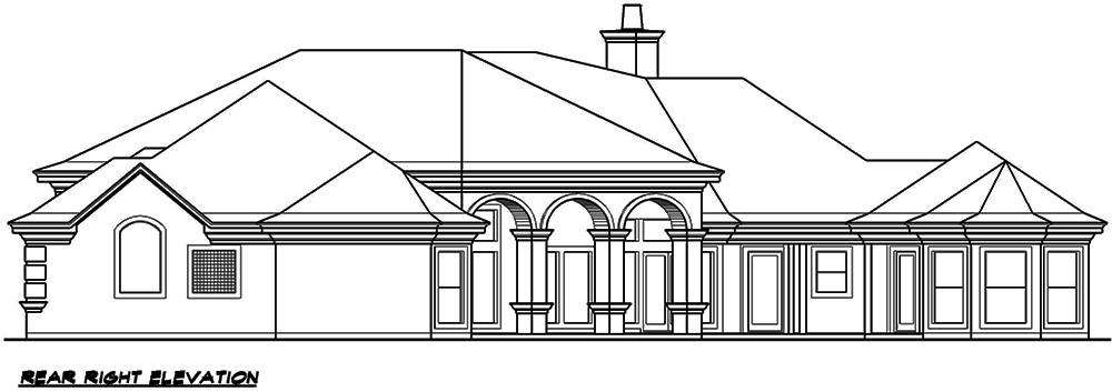 Home Plan Rear Elevation of this 3-Bedroom,5108 Sq Ft Plan -195-1051