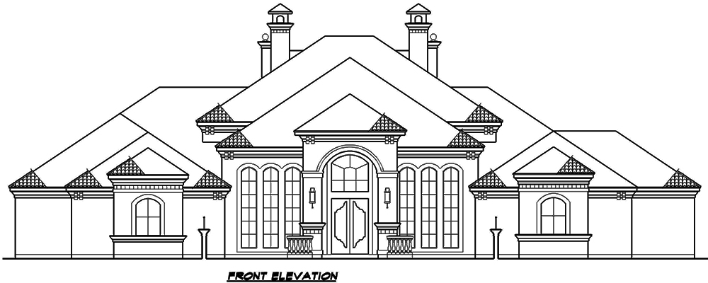 Home Plan Front Elevation of this 4-Bedroom,4674 Sq Ft Plan -195-1052