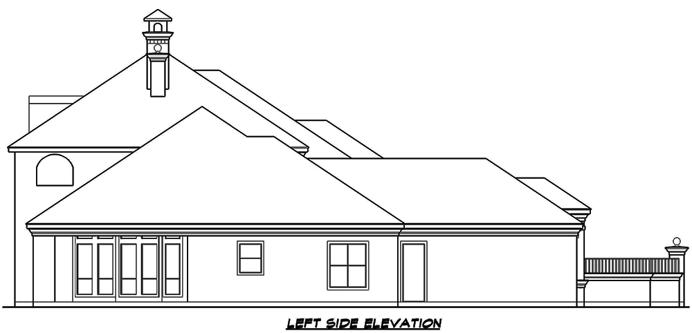 Home Plan Left Elevation of this 4-Bedroom,4674 Sq Ft Plan -195-1052