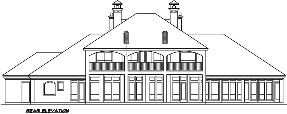 Home Plan Rear Elevation of this 4-Bedroom,4674 Sq Ft Plan -195-1052