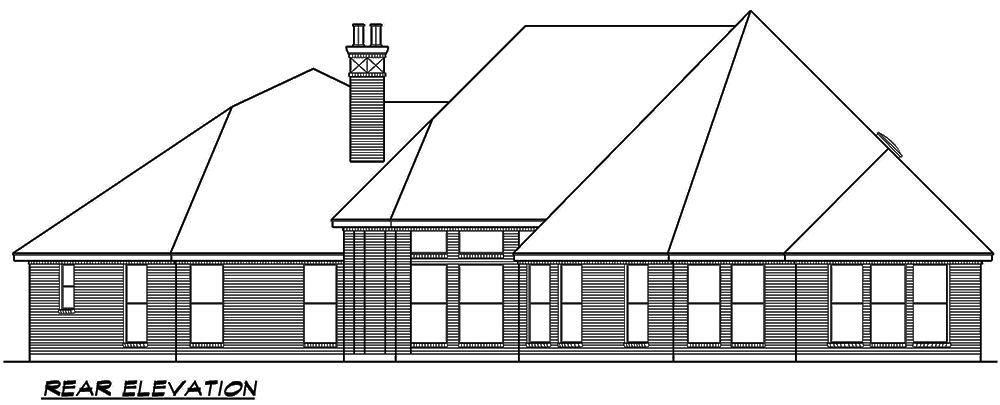 Home Plan Rear Elevation of this 3-Bedroom,3244 Sq Ft Plan -195-1054