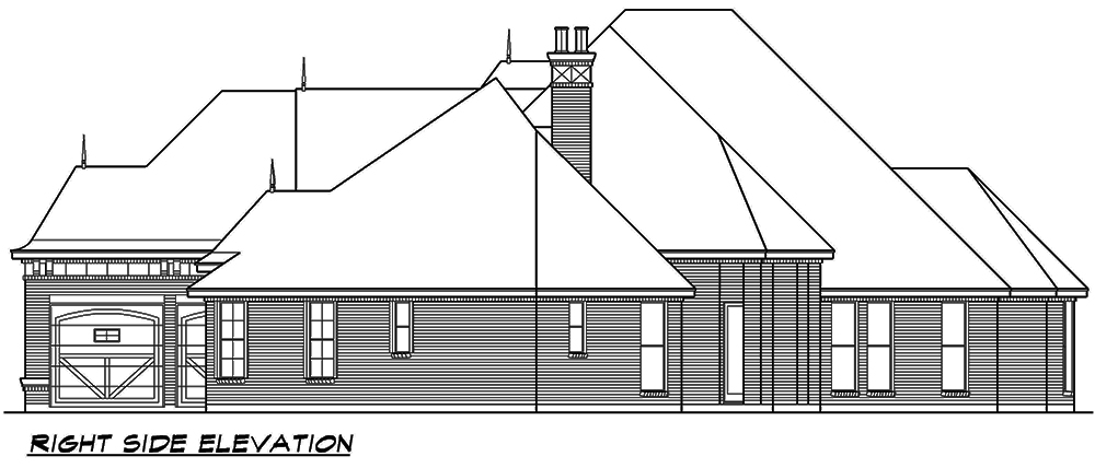 Home Plan Right Elevation of this 3-Bedroom,3244 Sq Ft Plan -195-1054