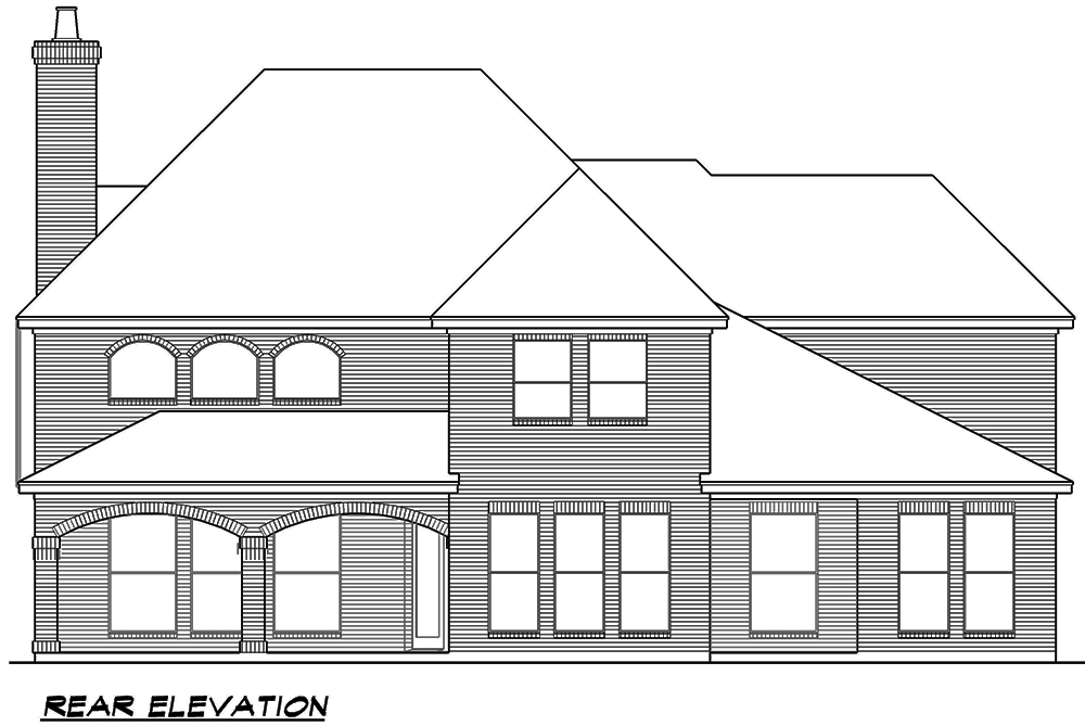 Home Plan Rear Elevation of this 4-Bedroom,4897 Sq Ft Plan -195-1057