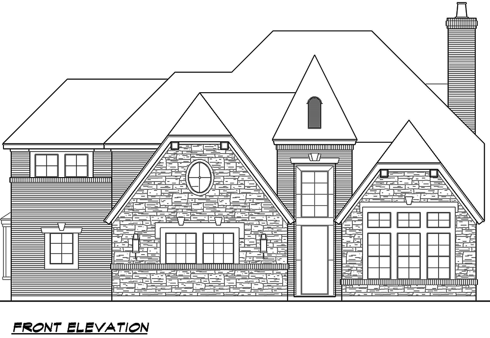Home Plan Front Elevation of this 4-Bedroom,4897 Sq Ft Plan -195-1057