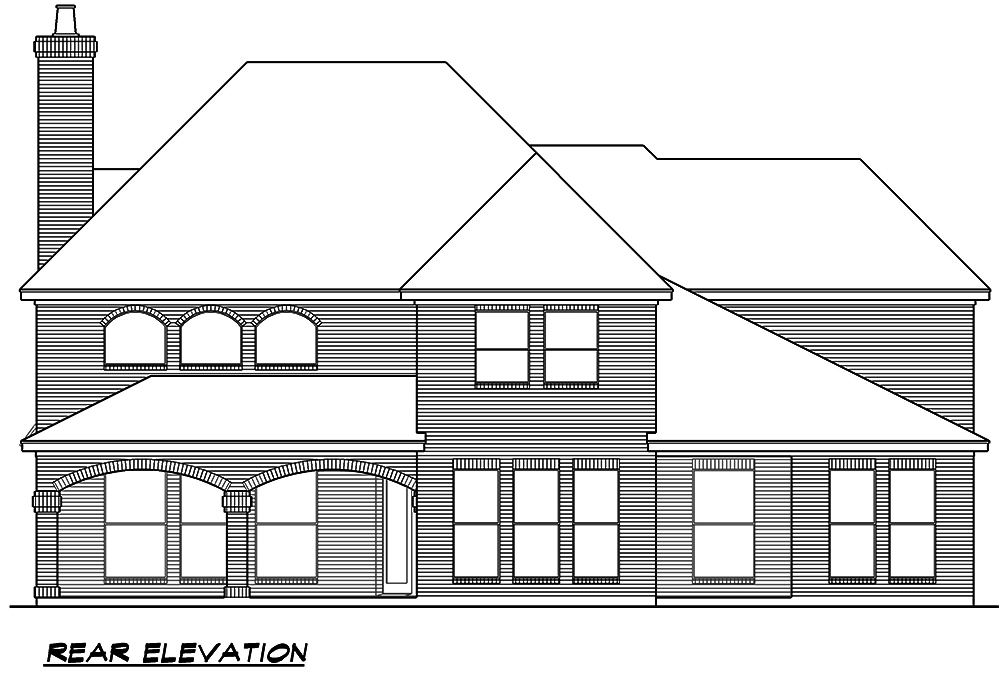 Home Plan Rear Elevation of this 4-Bedroom,4897 Sq Ft Plan -195-1058