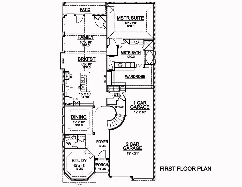 Floor Plan First Story of Tudor Plan #195-1059