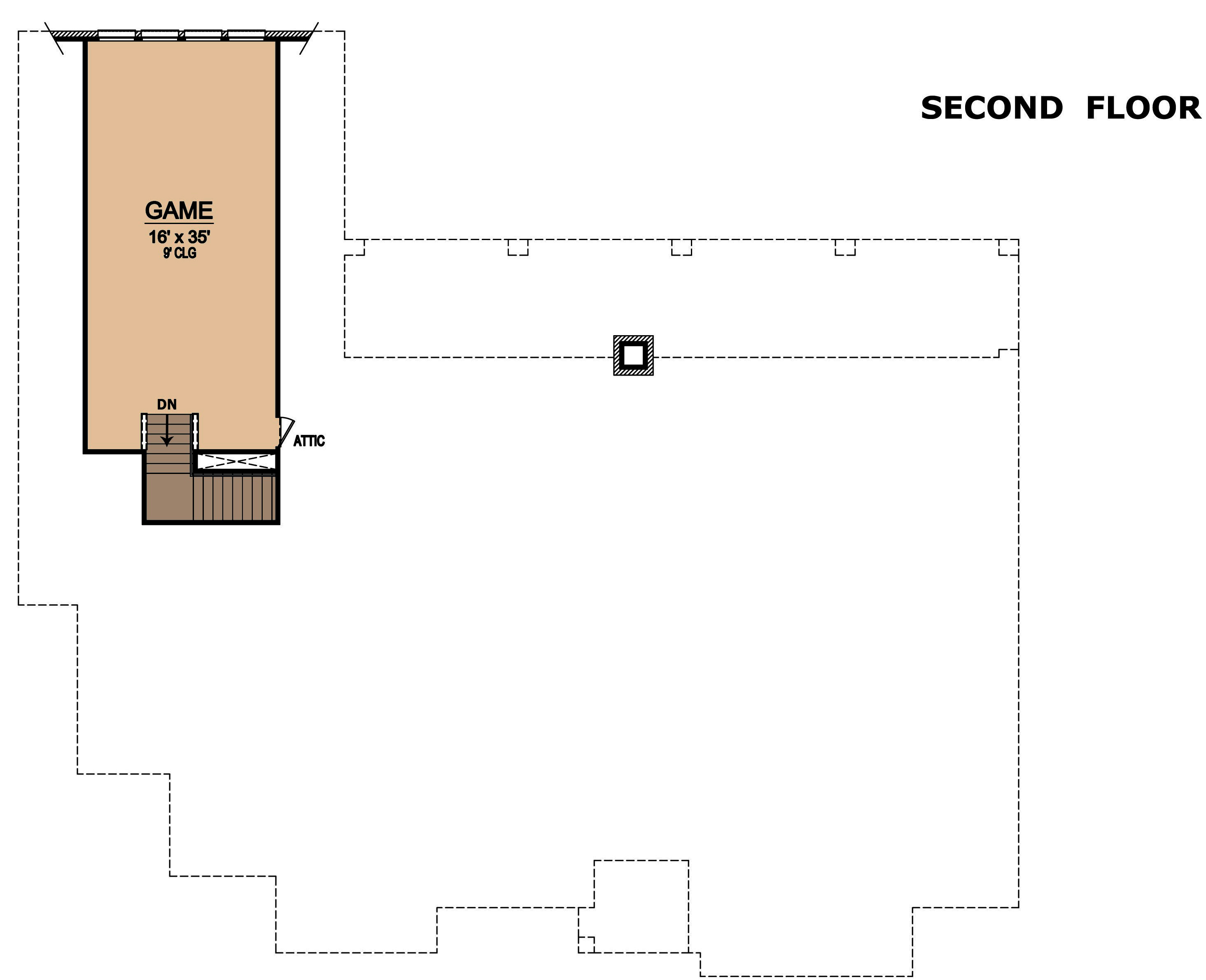 Floor Plan Second Story of Tudor Plan #195-1063