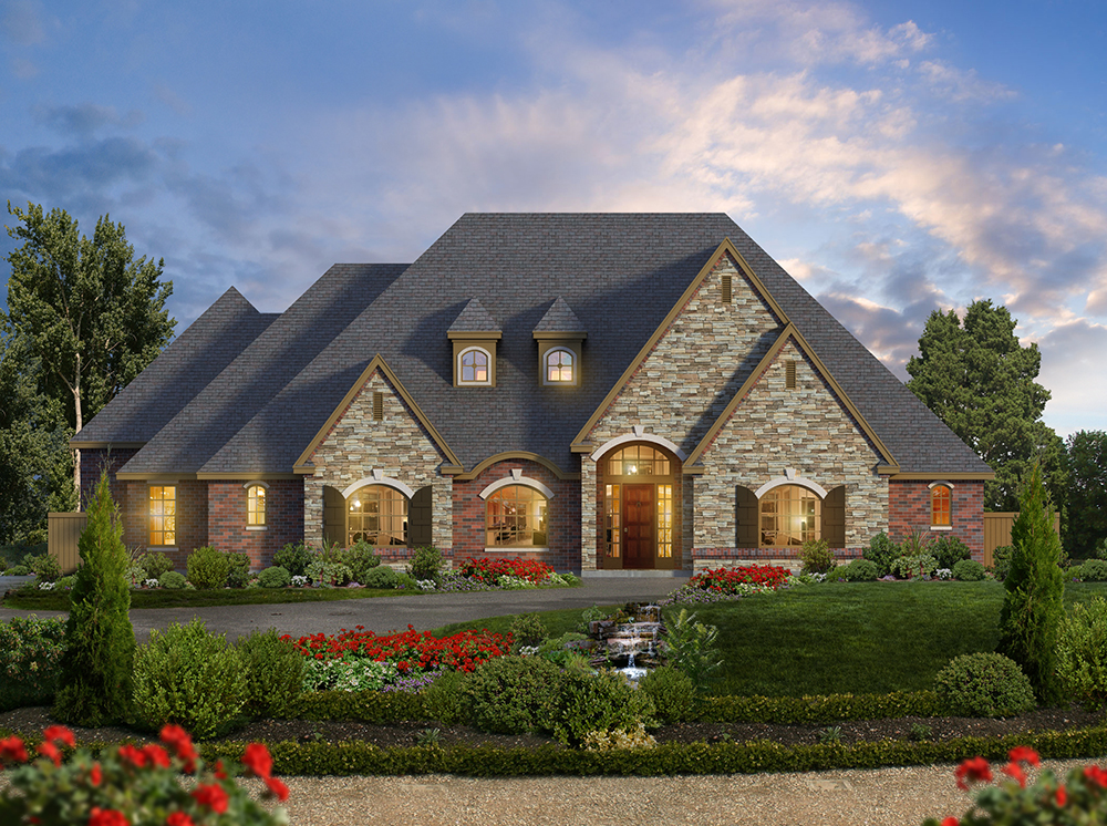 Front Elevation of this  House (#195-1063) at The Plan Collection.
