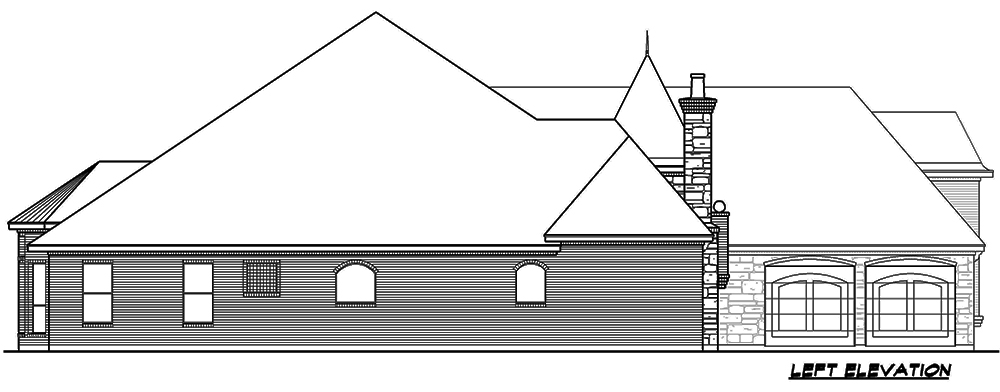 Home Plan Left Elevation of this 3-Bedroom,3136 Sq Ft Plan -195-1064