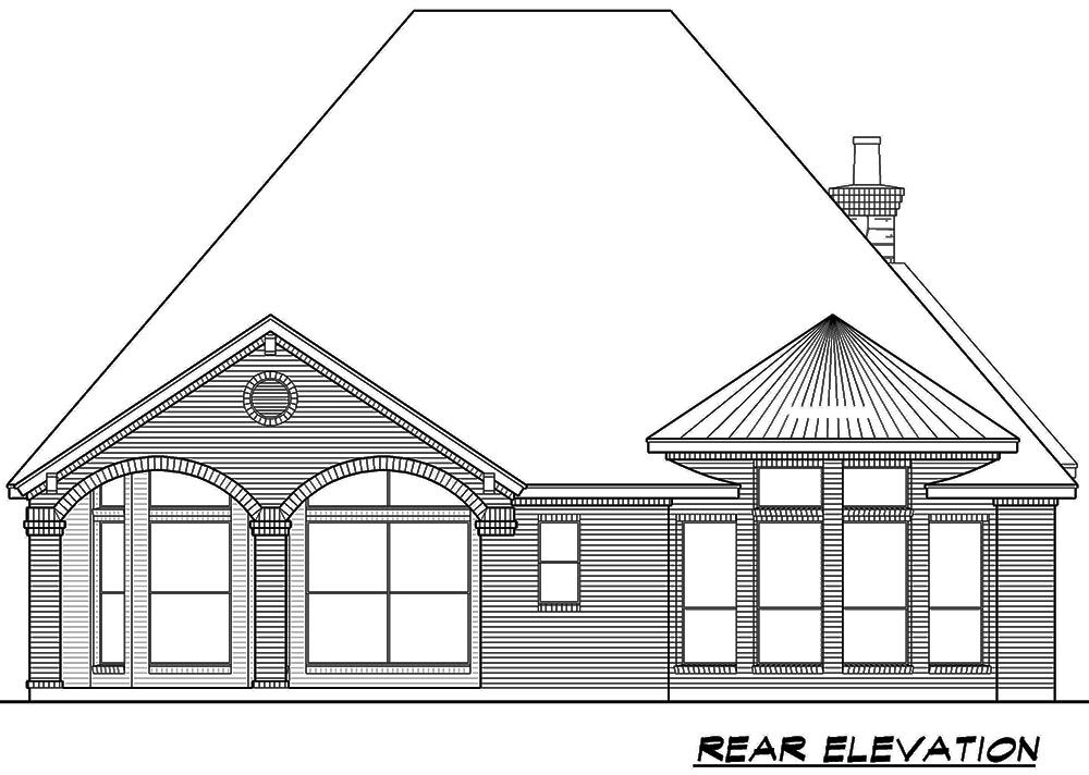 Home Plan Rear Elevation of this 3-Bedroom,3136 Sq Ft Plan -195-1064