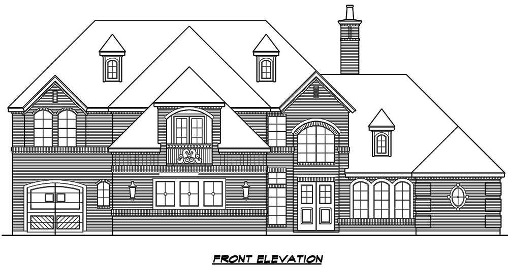 Home Plan Front Elevation of this 5-Bedroom,5041 Sq Ft Plan -195-1066