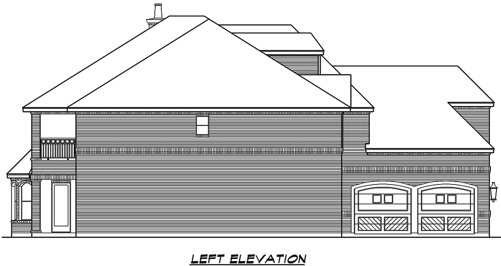 Home Plan Left Elevation of this 5-Bedroom,5041 Sq Ft Plan -195-1066