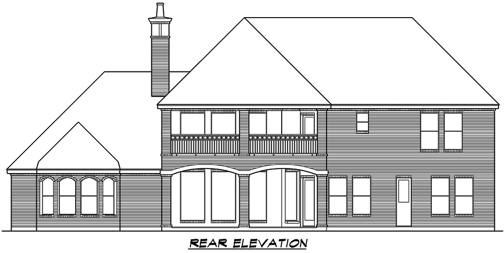 Home Plan Rear Elevation of this 5-Bedroom,5041 Sq Ft Plan -195-1066