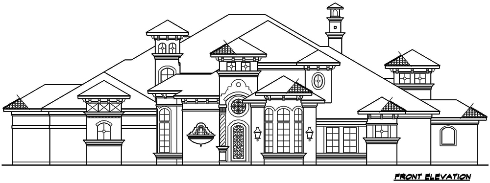 Home Plan Front Elevation of this 4-Bedroom,4623 Sq Ft Plan -195-1070