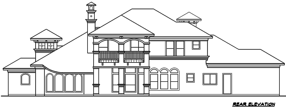 Home Plan Rear Elevation of this 4-Bedroom,4623 Sq Ft Plan -195-1070
