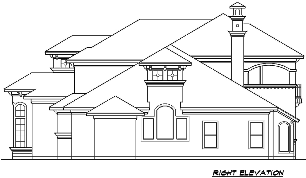Home Plan Right Elevation of this 4-Bedroom,4623 Sq Ft Plan -195-1070