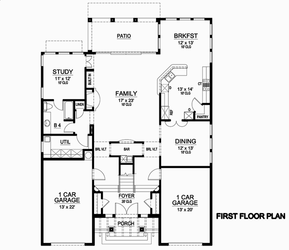 Floor Plan First Story of Mediterranean Plan #195-1071