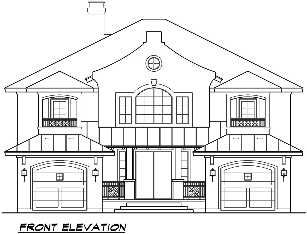 Home Plan Front Elevation of this 4-Bedroom,3585 Sq Ft Plan -195-1071