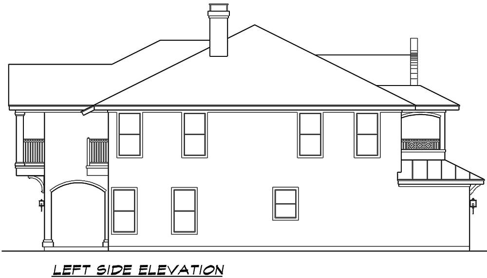 Home Plan Left Elevation of this 4-Bedroom,3585 Sq Ft Plan -195-1071