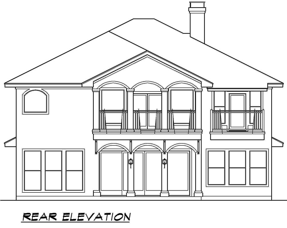 Home Plan Rear Elevation of this 4-Bedroom,3585 Sq Ft Plan -195-1071