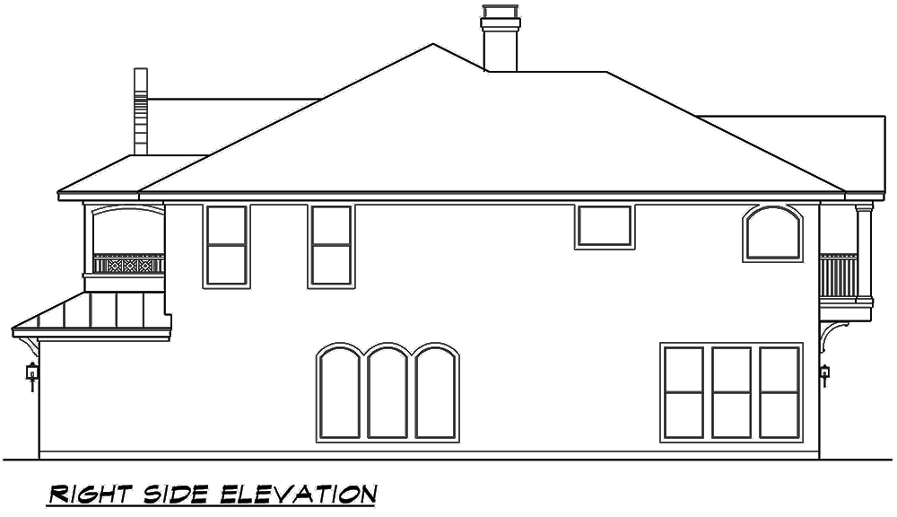 Home Plan Right Elevation of this 4-Bedroom,3585 Sq Ft Plan -195-1071