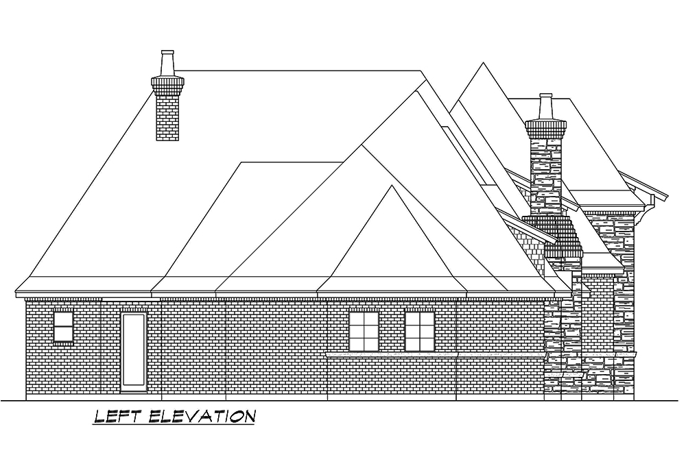 Home Plan Left Elevation of this 3-Bedroom,3001 Sq Ft Plan -195-1072