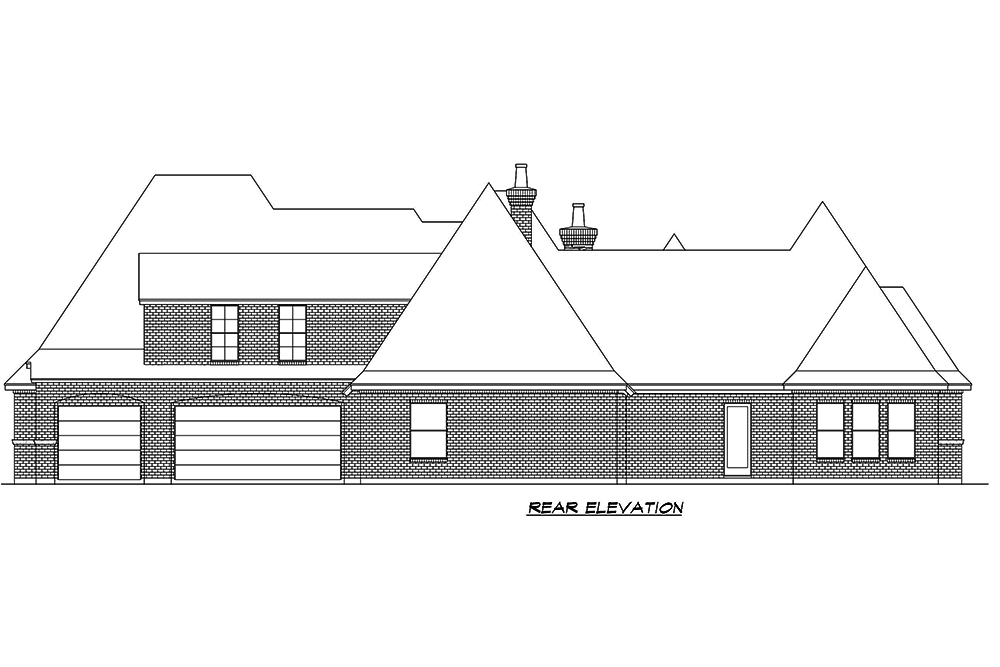 Home Plan Rear Elevation of this 3-Bedroom,3001 Sq Ft Plan -195-1072