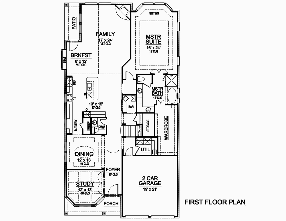 Floor Plan First Story of European Plan #195-1073