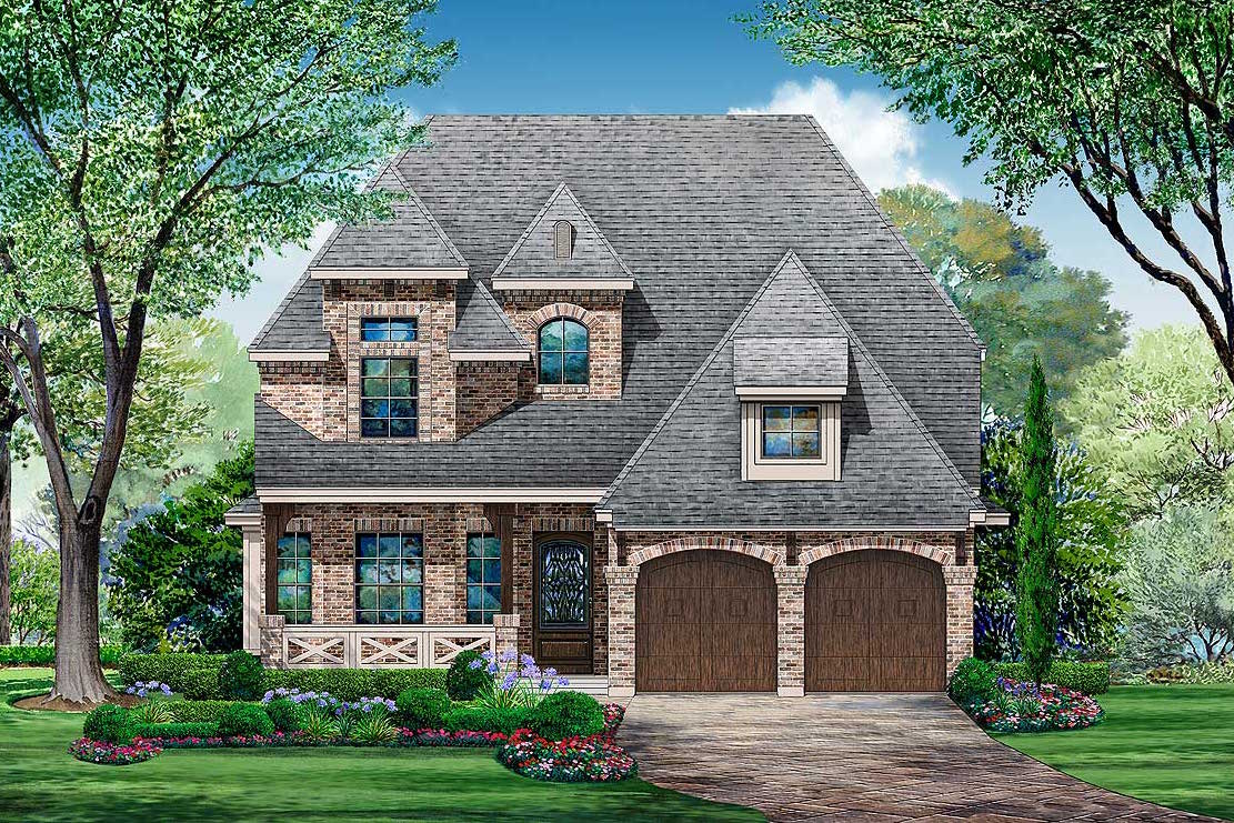 European style home (ThePlanCollection: Plan #195-1075)
