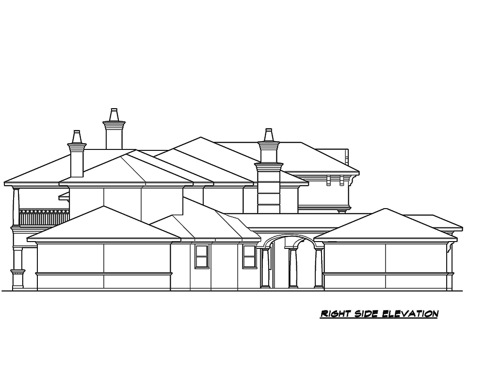 Home Plan Right Elevation of this 5-Bedroom,7215 Sq Ft Plan -195-1077