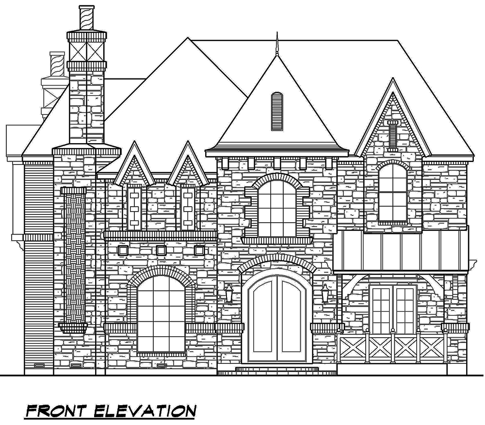 Home Plan Front Elevation of this 5-Bedroom,5760 Sq Ft Plan -195-1079