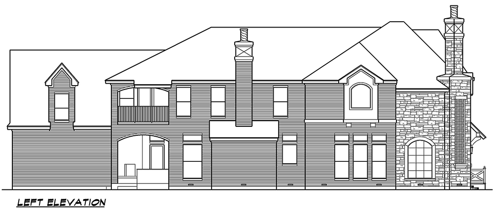 Home Plan Left Elevation of this 5-Bedroom,5760 Sq Ft Plan -195-1079